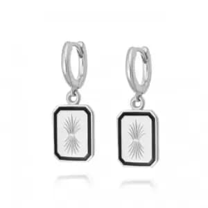 Palm Leaf Enamel Drop Sterling Silver Earrings WE11_SLV