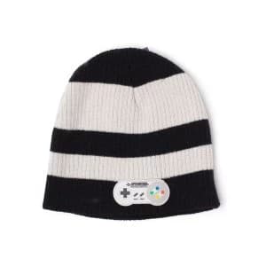 Nintendo - Controller Striped Unisex Comfortable Fitting Beanie - Black/White
