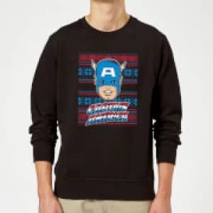 Marvel Comics Captain America Christmas Knit Black Christmas Sweatshirt - L - Black