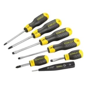 STANLEY Cushion Grip Screwdriver Set, 7 Piece/Voltage Tester