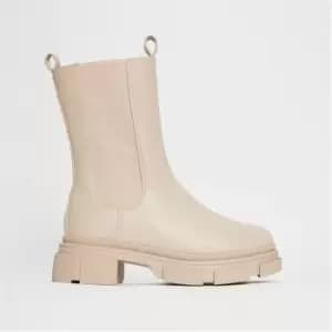 Missguided Faux Leather Chunky Ankle Boots - Cream