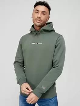 Tommy Jeans Linear Logo Overhead Hoodie - Avalon Green, Avalon Green, Size L, Men