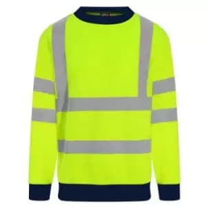 PRO RTX Mens High Visibility Sweatshirt (4XL) (Yellow/Navy) - Yellow/Navy