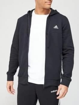 Adidas Linear Logo Full Zip Hoodie - Black