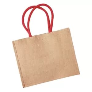 Westford Mill Classic Jute Shopper Bag (21 Litres) (One Size) (Natural/Bright Red)