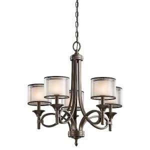 5 Light Multi Arm Chandelier Bronze Finish, E14