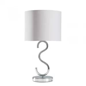 Cabonna Chrome Touch Table Lamp with Cool Grey Reni Shade