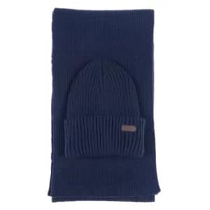 Barbour Crimdon Beanie and Scarf Gift Set Navy One