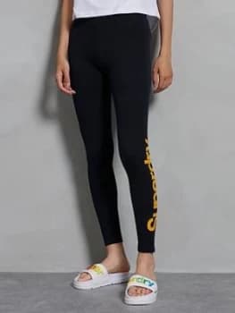 Superdry Core Logo Graphic Leggings, Black, Size 6, Women