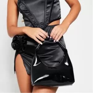 I Saw It First Patent Pu Curved Shoulder Bag - Black