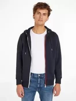 Tommy Hilfiger Split Global Stripe Zip Hoody, Blue, Size 2XL, Men