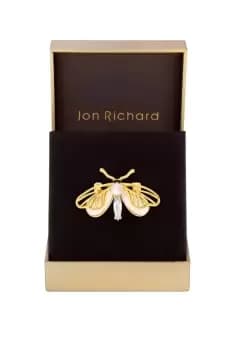 Gold Plated Butterfly Pearl And Mother Of Pearl Brooch - Gift Boxed