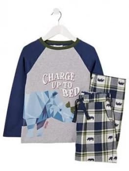 Fatface Boys Rhino Jacquard Pyjama Set - Grey Marl