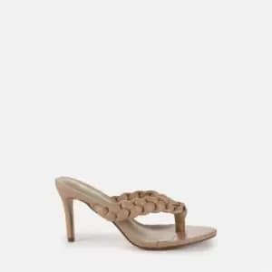 Missguided Plaited Flip Flop Mid Heel Mule Sandals - Neutral