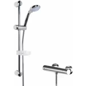 Nuie - Binsey Round Thermostatic Bar Shower Valve with Classic Multi Function Slider Rail Kit - Chrome