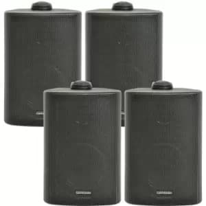 4x 4 70W Black Outdoor Rated Garden Wall Speakers Wall Mounted HiFi 8Ohm & 100V