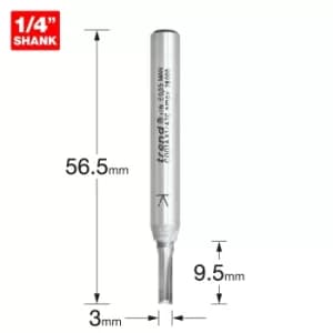 Trend CRAFTPRO Two Flute Straight Router Cutter 3mm 9.5mm 1/4"