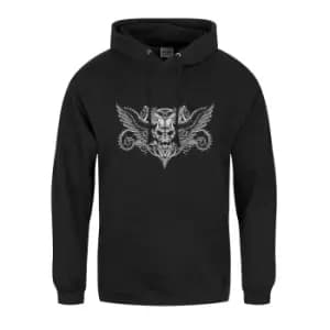 Grindstore Mens Winged Skull Hoodie (L) (Black)
