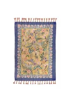 Rosa Floral Cotton Tasselled Rug