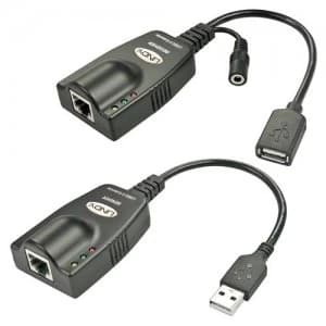 Lindy USB 2.0/RJ-45 USB 2.0/3.5mm Black