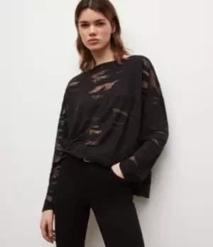 AllSaints Womens Devore Rita T-Shirt, Black, Size: XS