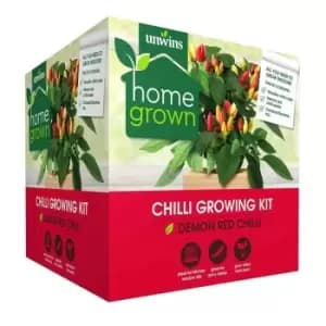 Unwins - Chilli Growing Kit Kitchen Window Indoor Garden Wooden Planter Box