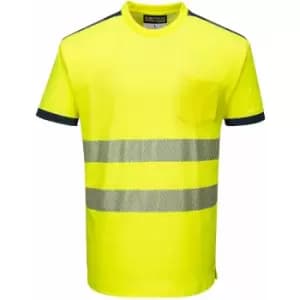 Portwest - T181 - Yellow/Navy Sz XXL PW3 Hi-Vis Short Sleeved T-Shirt Viz Visibilty - Yellow/Navy