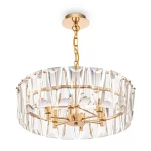 Modern Puntes 6 Light Gold Cylindrical Pendant Ceiling Light