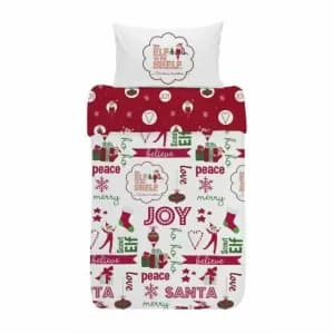 Elf on the Shelf Fleece Christmas Bedding Single Duvet Cover Set, Multi