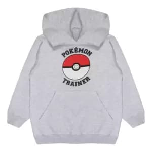 Pokemon Girls Trainer Pokeball Hoodie (5-6 Years) (Heather Grey)