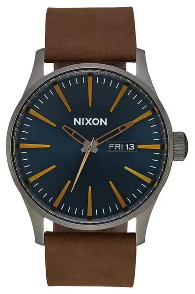 Nixon A105-2984-00 Sentry Leather Gunmetal / Indigo / Watch