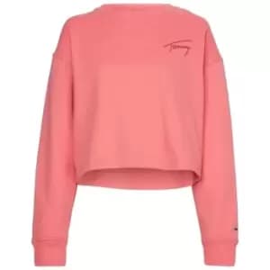 Tommy Jeans Crop Tommy Signature Crew Sweater - Pink