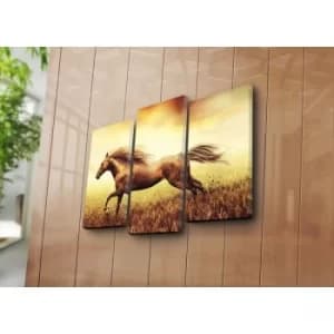 3NATPAT-28 Multicolor Decorative Canvas Painting (3 Pieces)