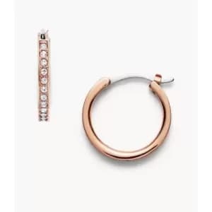 Fossil Womens Glitz Rose Gold-Tone Steel Huggie Hoops - Rose Gold