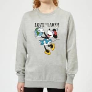 Disney Minnie Mouse Love The Earth Womens Sweatshirt - Grey - L