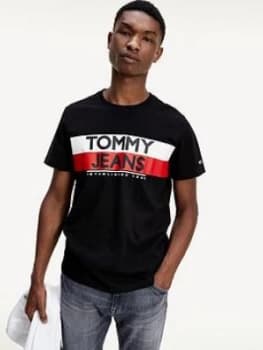 Tommy Jeans Contrast Colour Tommy T-Shirt - Black, Size S, Men