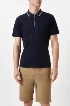 Jacquard Collar Zip Polo Shirt
