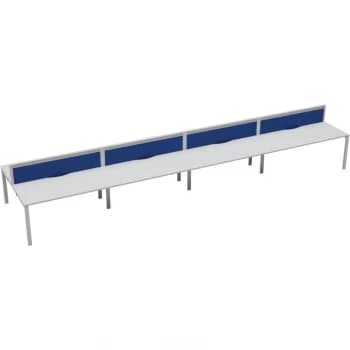 8 Person Double Bench Desk 1600X780MM Each - White/White