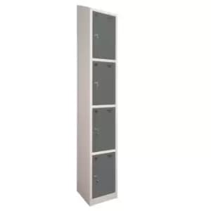 4 Door Locker, 300X450, Grey Carcass/Dark Grey Doors, Sloping Top, Camlock