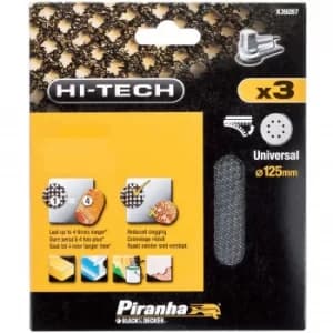 Black and Decker Piranha Hi Tech Quick Fit Mesh ROS Sanding Sheets 125mm 125mm 240g Pack of 3