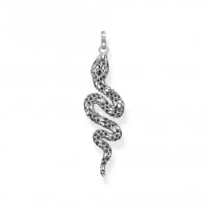 Sterling Silver Zirconia Blackened Snake Pendant PE945-643-11