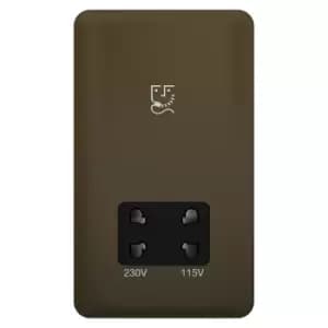 Schneider Electric Lisse Screwless Deco - Shaver Socket, Dual Voltage, 115/230V, GGBL7090BMBS, Mocha Bronze with Black Insert