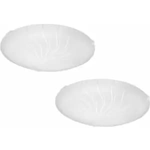 Loops - 2 pack Wall Flush Ceiling Light White Shade Granille White Clear Glass LED 11W
