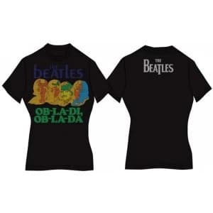 The Beatles Let It Be Hearts Rhinestone Ladies Grey T Shirt