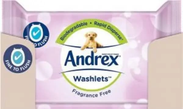 Andrex Fragrance Free Washlets 36 Wipes