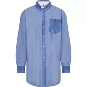 Tommy Hilfiger Org Co Stripe Oversized Shirt Ls - Blue