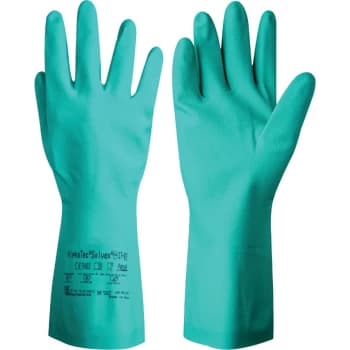 Solvex 37-675 Green Nitrile Gauntlet Gloves - Size 10