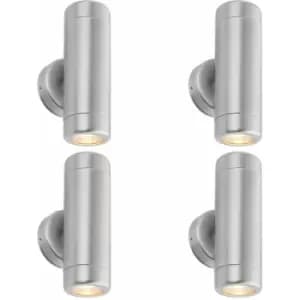 Loops - 4 pack Up & Down Twin Outdoor Wall Light - 2 x 7W LED GU10 - Stainless Steel