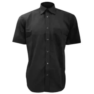 Kustom Kit Mens Short Sleeve Business Shirt (15.5inch) (Black)
