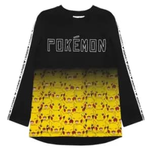 Pokemon Boys Pikachu Fade Long-Sleeved T-Shirt (5-6 Years) (Black/Yellow)